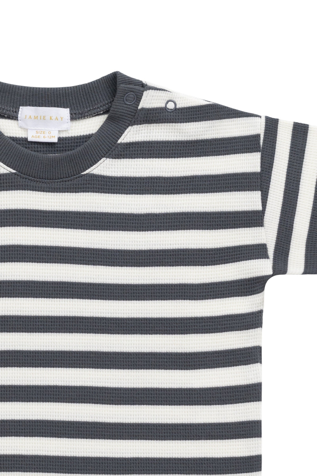 Organic Cotton Waffle Leith Tee - Oliver Stripe Atlantic/Cloud Childrens Top from Jamie Kay Australia