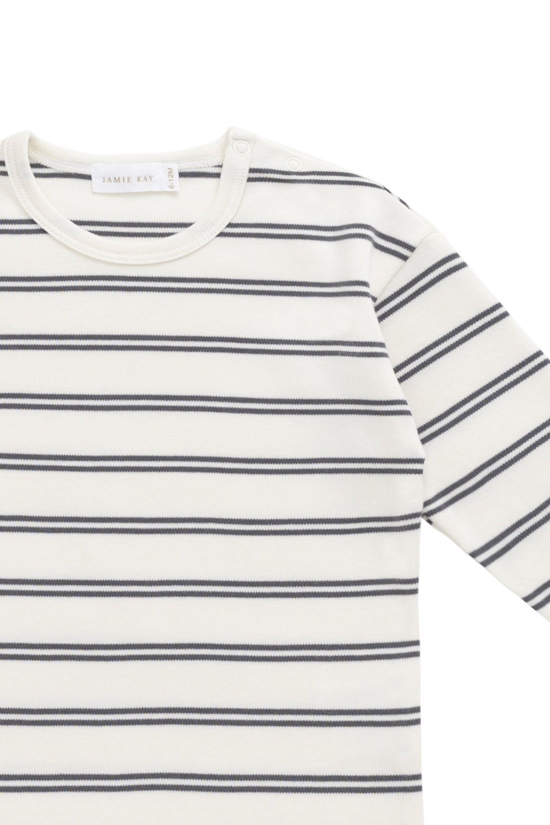 Pima Cotton Arnold Long Sleeve Top - Dual Stripe Atlantic/Cloud Childrens Top from Jamie Kay Australia