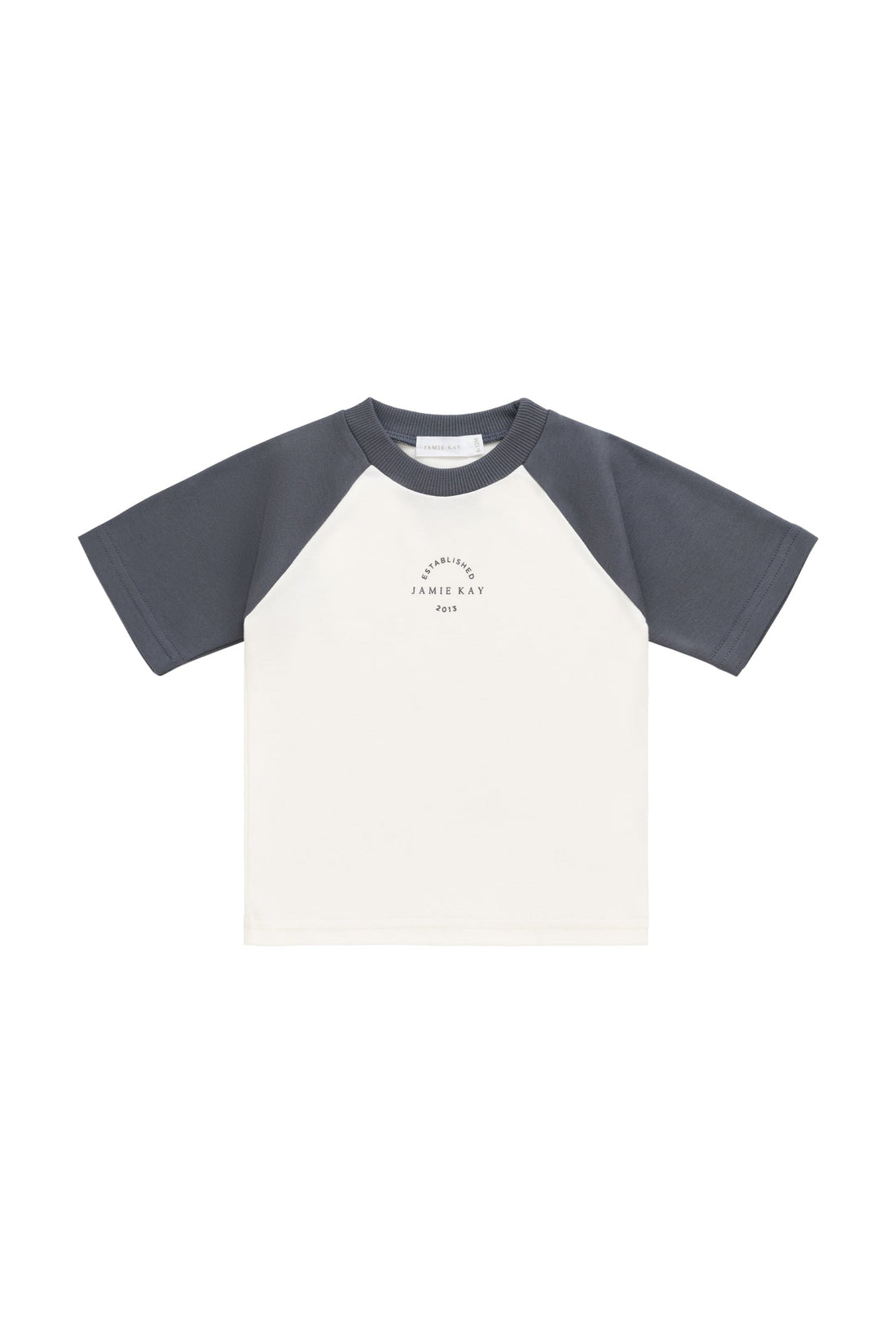 Pima Cotton Dax Tee - Tofu/Atlantic JK Established Childrens Top from Jamie Kay Australia