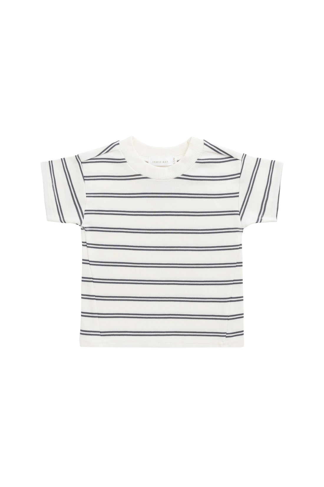 Pima Cotton Otis Tee - Dual Stripe Atlantic/Cloud Childrens Top from Jamie Kay Australia