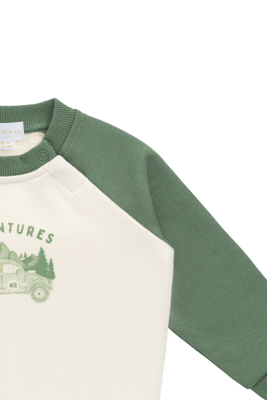 Organic Cotton Alden Sweatshirt - Adventure Buggy Snow Pea Childrens Top from Jamie Kay Australia