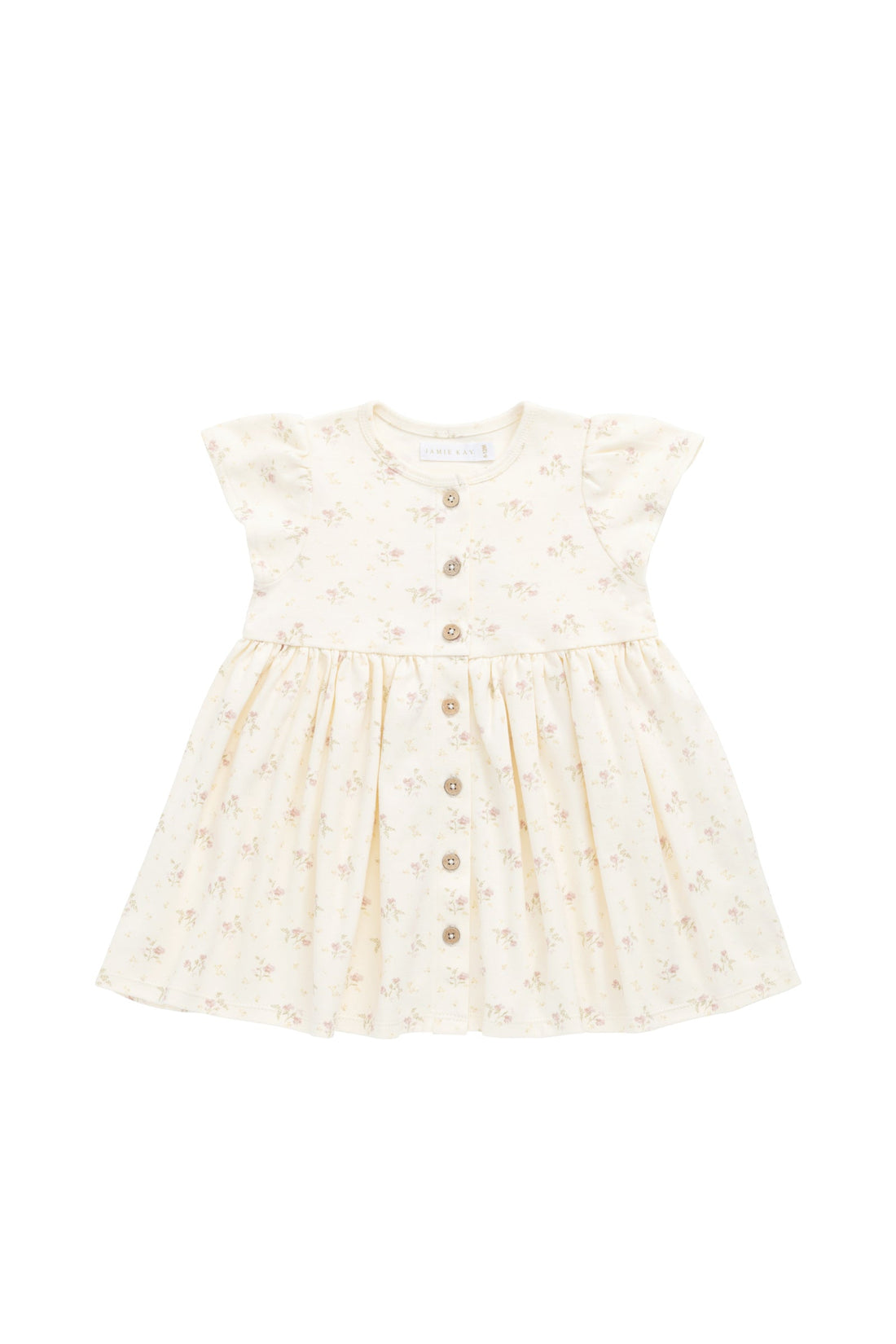 Organic Cotton Dahlia Dress - Thelma Parchment Childrens Dress from Jamie Kay Australia