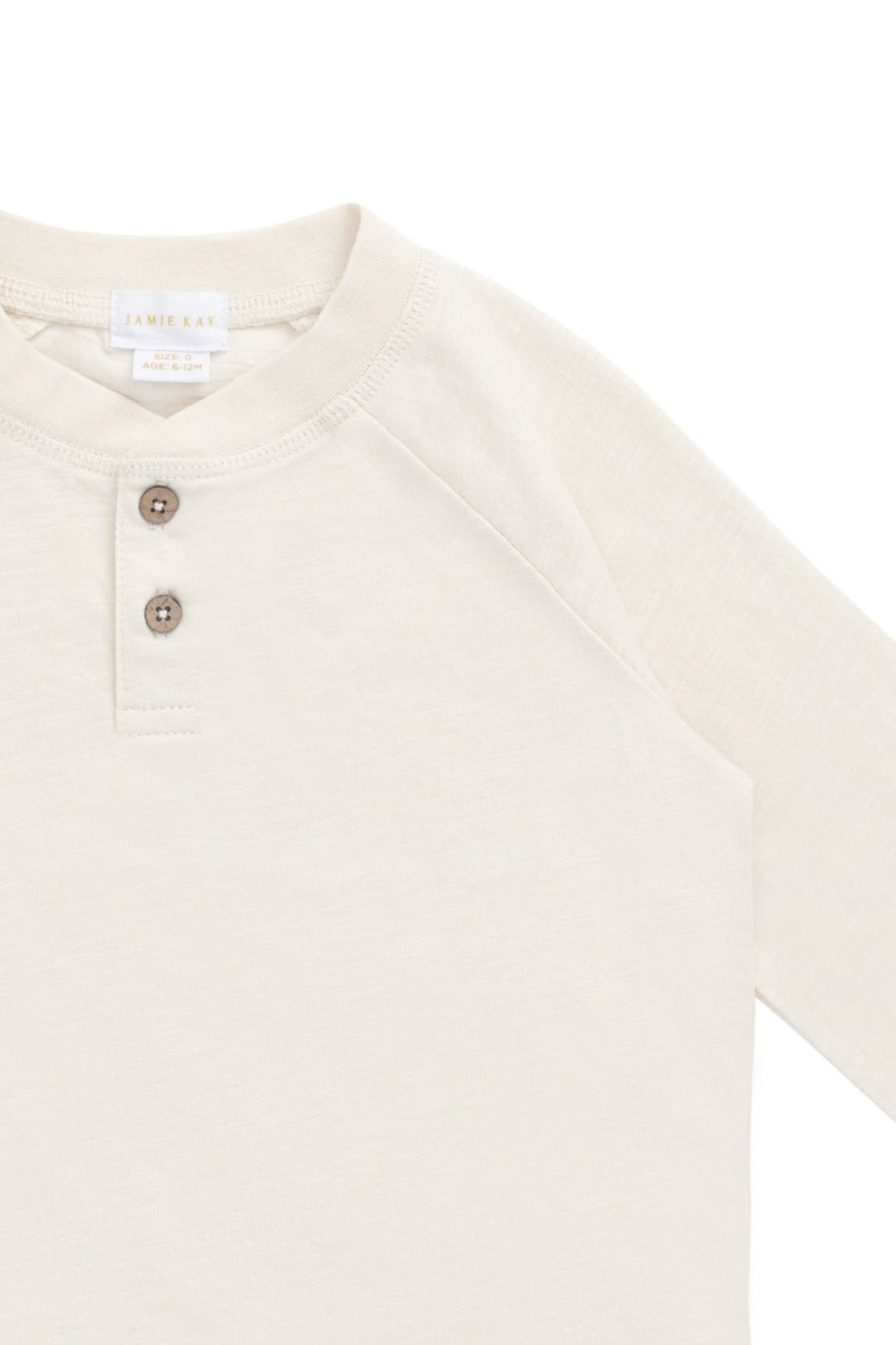 Organic Cotton Lewis Long Sleeve Tee - Parchment Childrens Top from Jamie Kay Australia