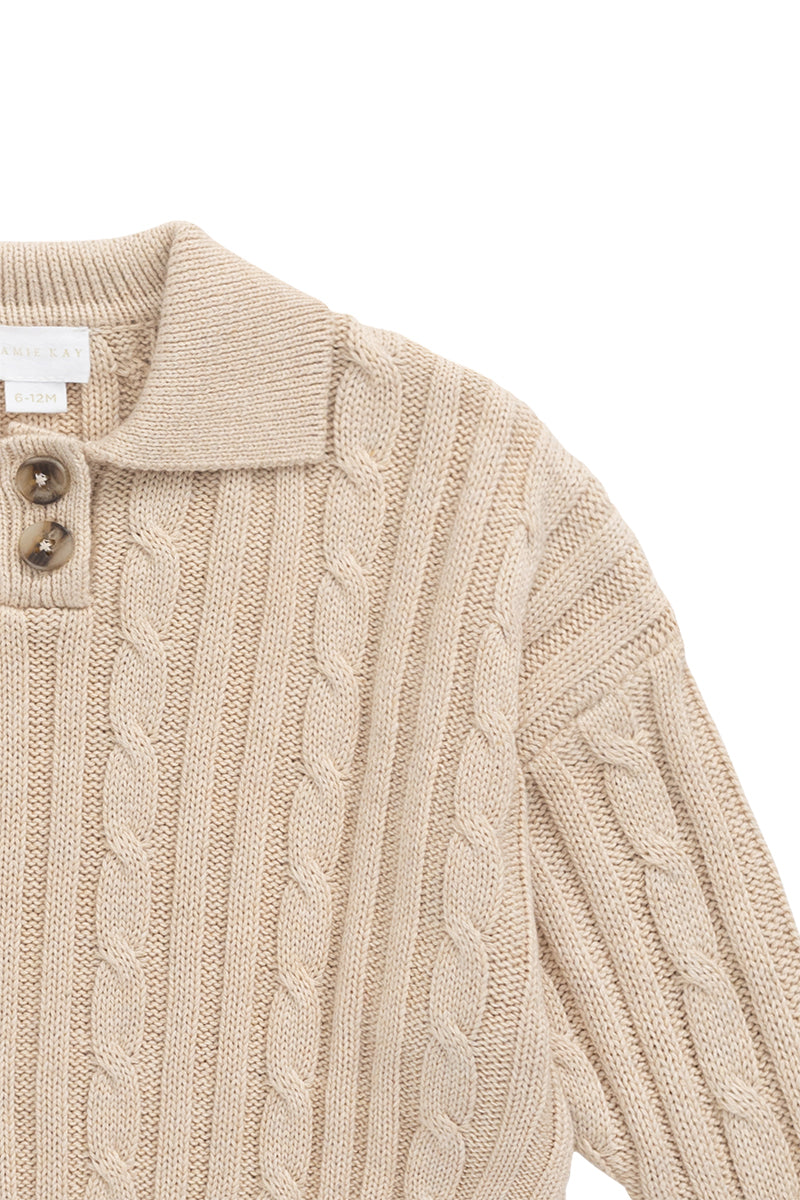 Wade Knit Jumper-Oatmeal Marle Childrens Jumper from Jamie Kay Australia