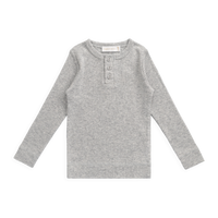 Organic Cotton Modal Long Sleeve Henley - Light Grey Marle Childrens Top from Jamie Kay Australia