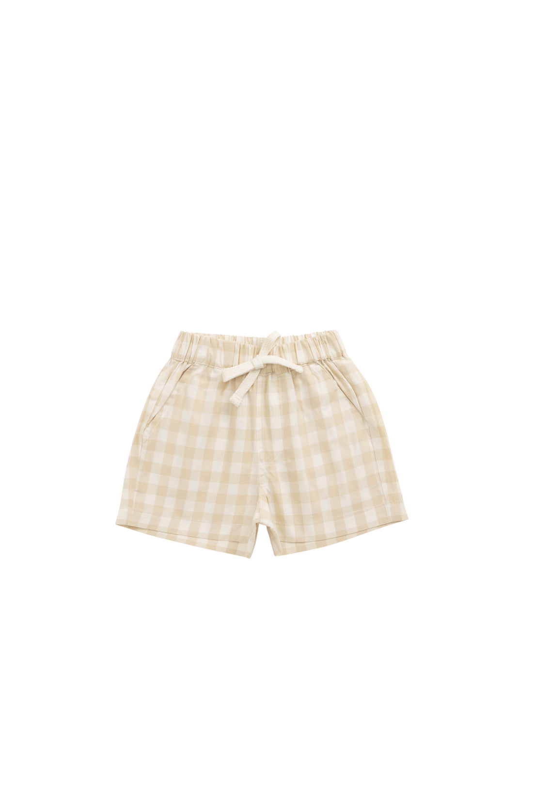 Organic Cotton Louis Short - Gingham Pale Khaki Childrens Short from Jamie Kay Australia