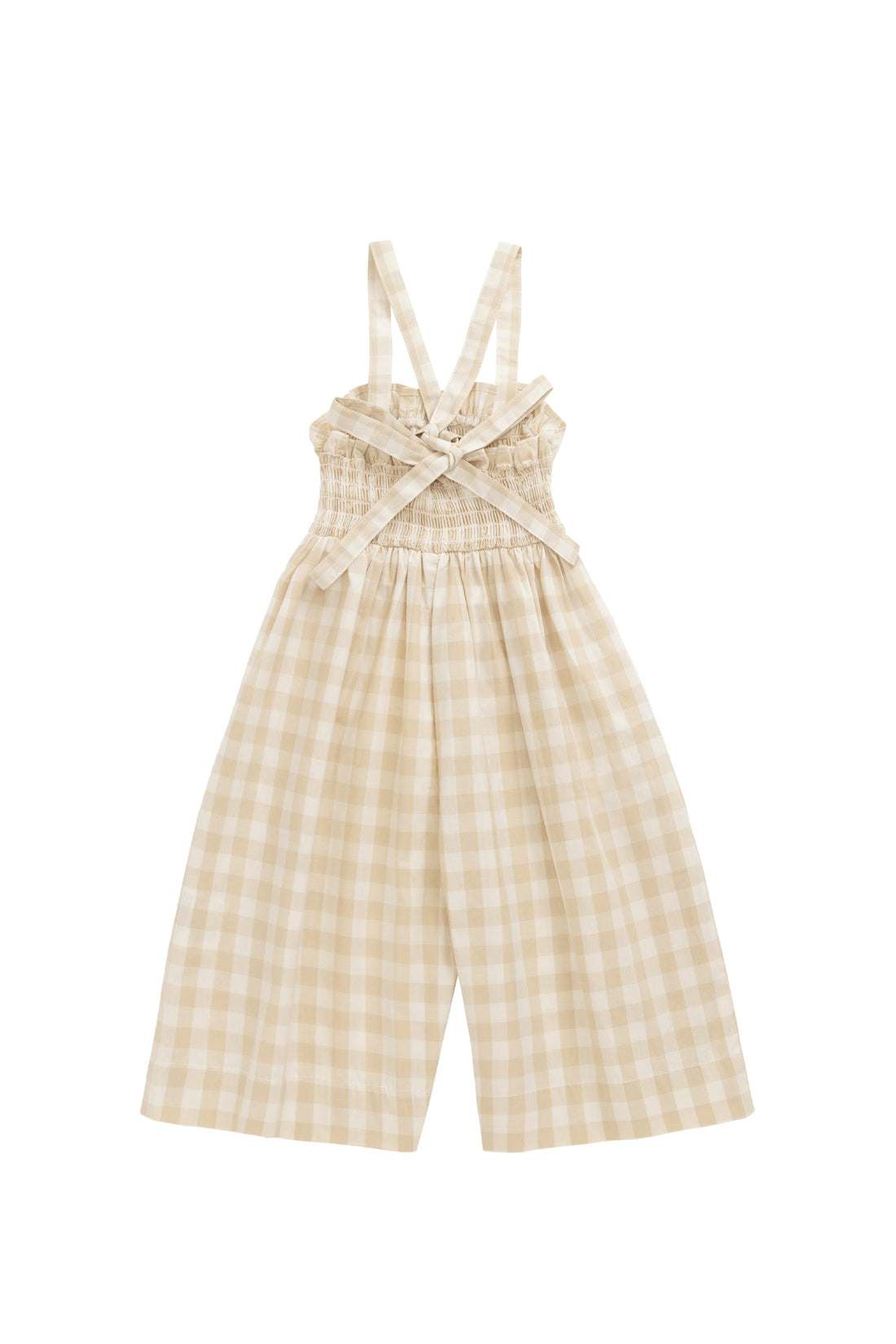 Organic Cotton Arabella Jumpsuit - Gingham Pale Khaki Childrens Jumpsuit from Jamie Kay Australia