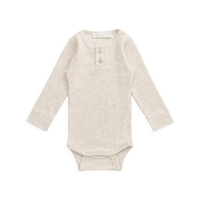 Organic Cotton Modal Long Sleeve Bodysuit - Oatmeal Marle Childrens Bodysuit from Jamie Kay Australia