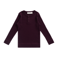 Organic Cotton Modal Long Sleeve Henley - Fig Childrens Top from Jamie Kay Australia