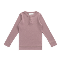 Organic Cotton Modal Long Sleeve Henley - Woodrose Childrens Top from Jamie Kay Australia