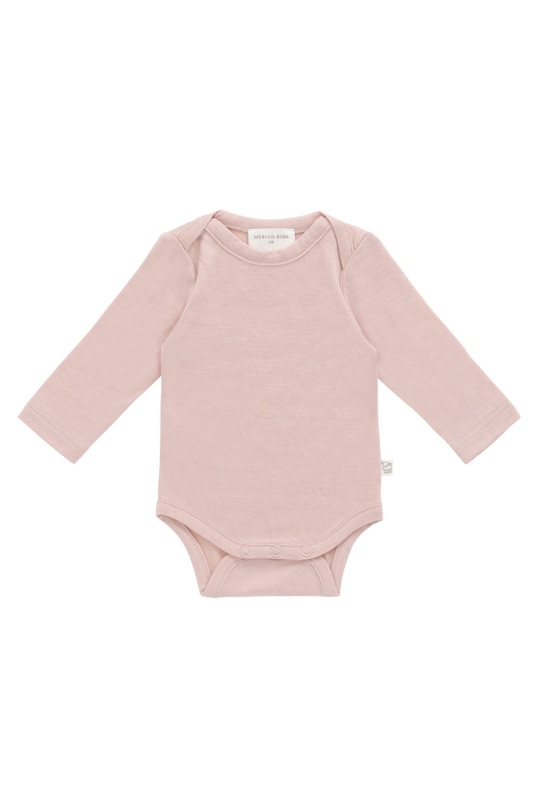 Merino Long Sleeve Envelope Bodysuit - Cloud Pink Childrens Bodysuit from Jamie Kay Australia
