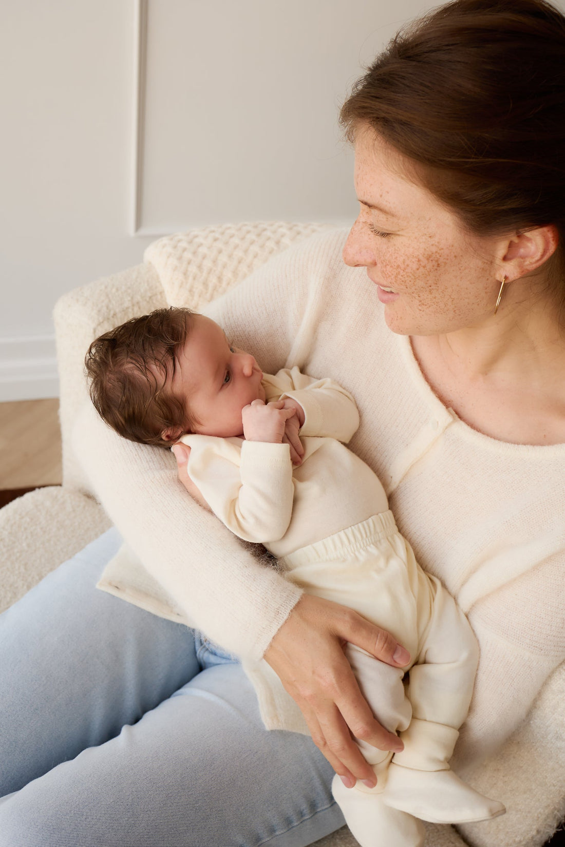 Merino Long Sleeve Envelope Bodysuit - Cloud Childrens Bodysuit from Jamie Kay Australia