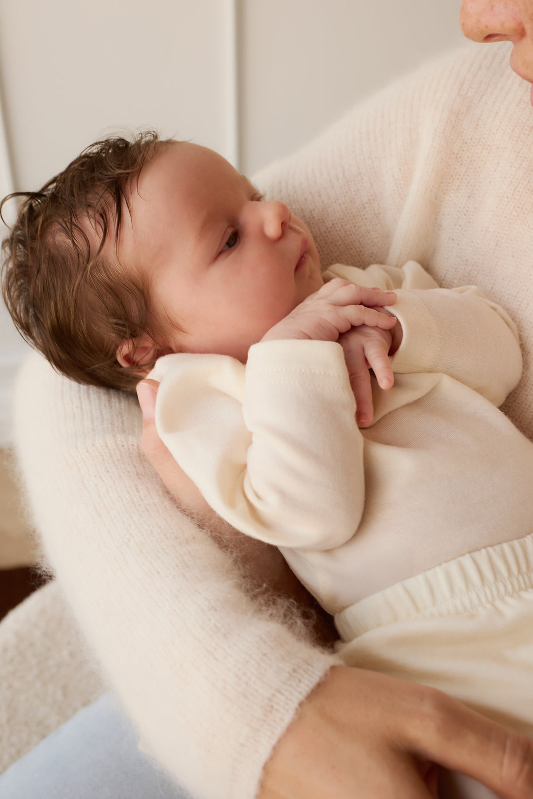 Merino Long Sleeve Envelope Bodysuit - Cloud Childrens Bodysuit from Jamie Kay Australia