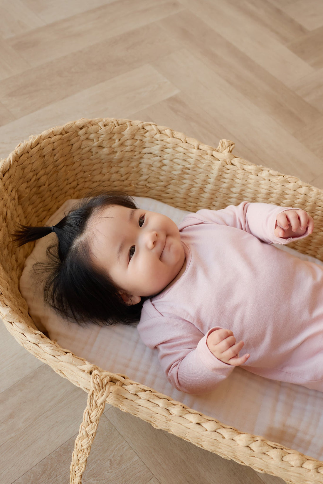 Merino Long Sleeve Envelope Bodysuit - Cloud Pink Childrens Bodysuit from Jamie Kay Australia