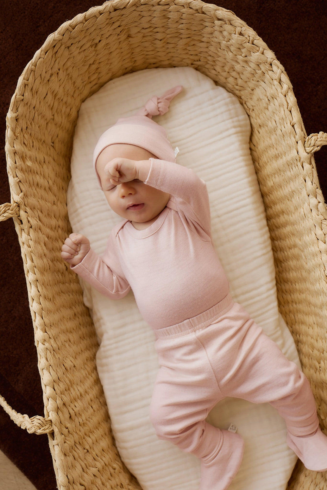 Merino Long Sleeve Envelope Bodysuit - Cloud Pink Childrens Bodysuit from Jamie Kay Australia