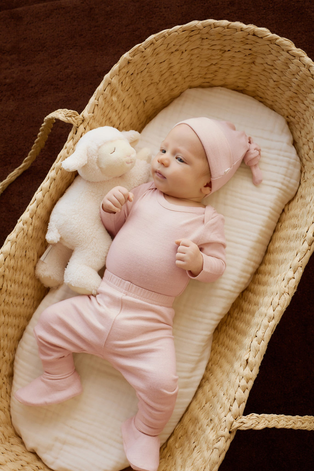 Merino Long Sleeve Envelope Bodysuit - Cloud Pink Childrens Bodysuit from Jamie Kay Australia
