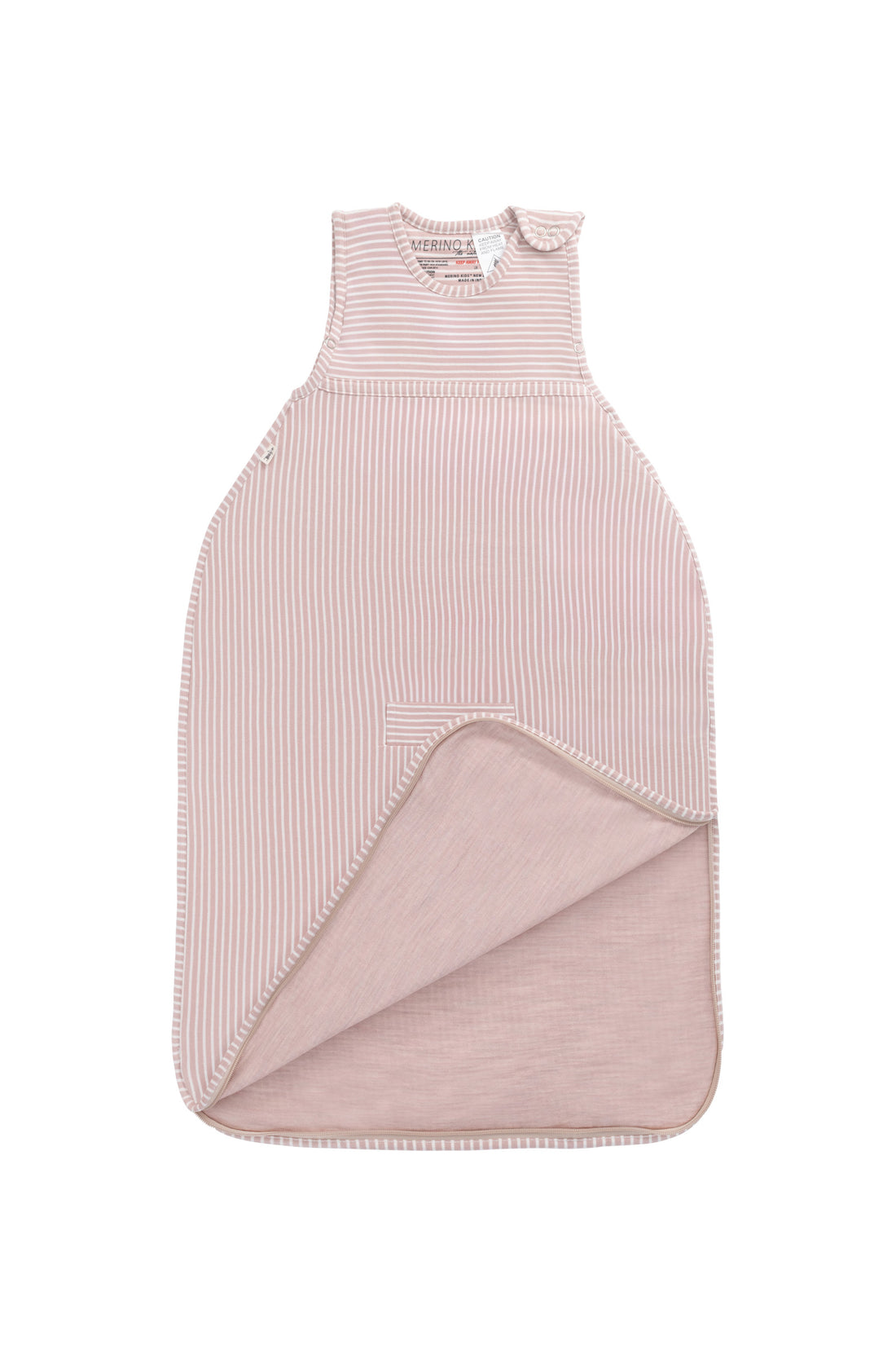 Merino Kids Go Go Bag - All Seasons - Misty Rose Stripe Childrens Sleeping Bag from Jamie Kay Australia