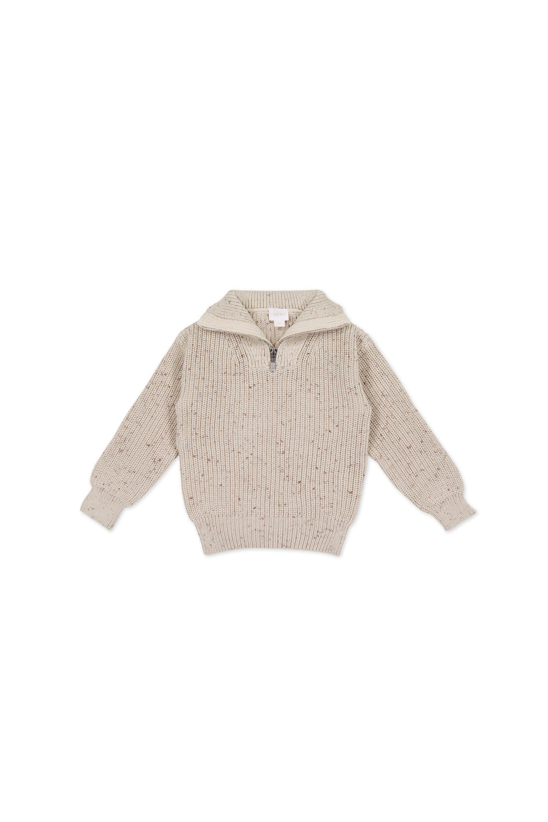 Nicholas Half Zip Jumper - Oatmeal Little Fawn Elk Fleck Childrens Jumper from Jamie Kay Australia