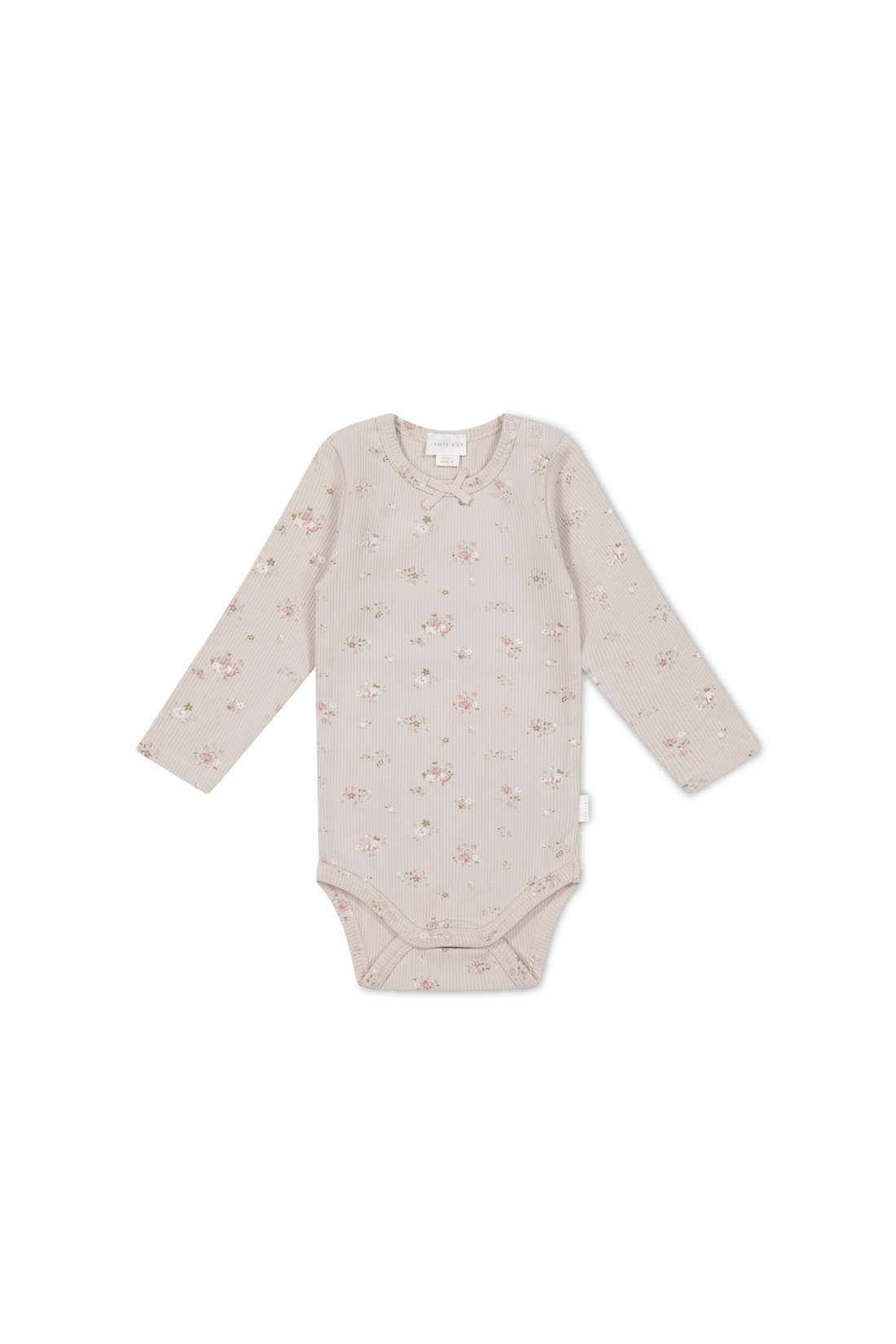 Organic Cotton Fine Rib Long Sleeve Bodysuit - Petite Fleur Violet Childrens Bodysuit from Jamie Kay Australia