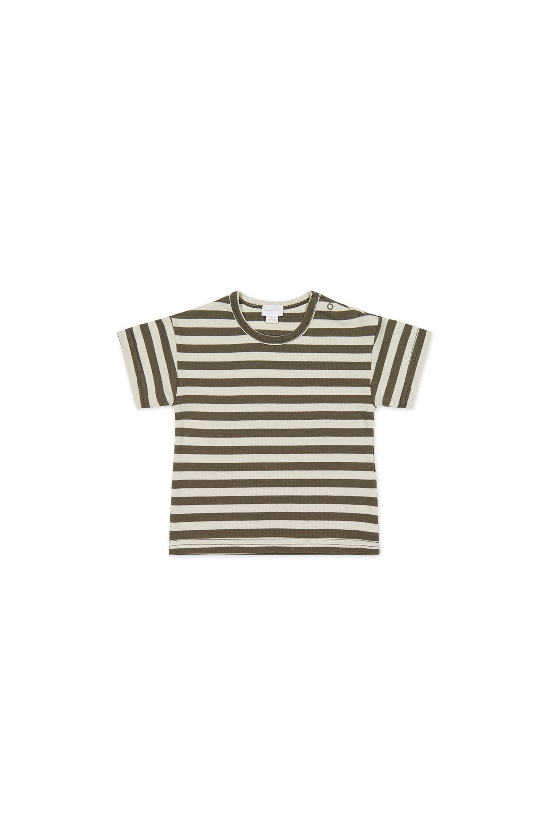 Pima Cotton Hunter Tee - Oliver Stripe Pinecone/Cassava Childrens Top from Jamie Kay Australia