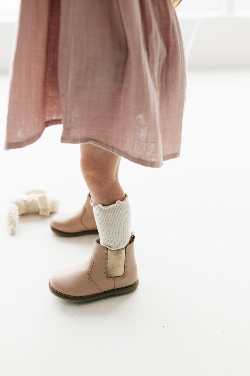 Leather Boot with Elastic Side - Blush Childrens Footwear from Jamie Kay Australia