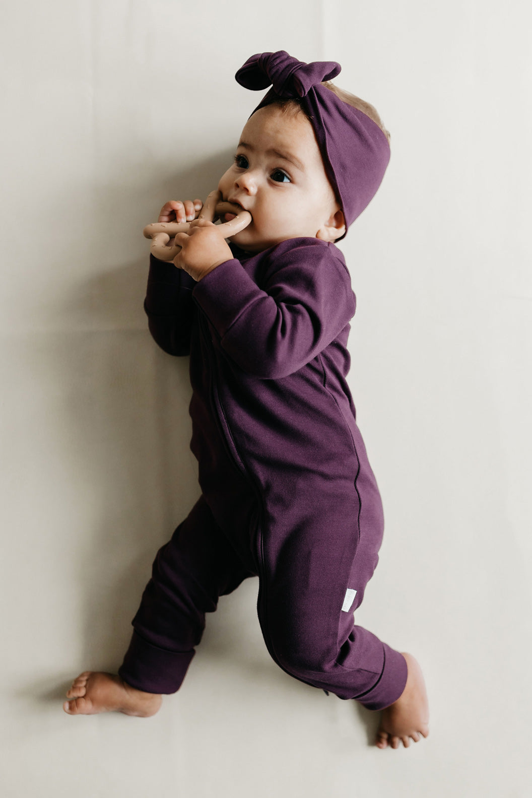 Pima Cotton Frankie Zip Onepiece - Sugar Plum Childrens Onepiece from Jamie Kay Australia