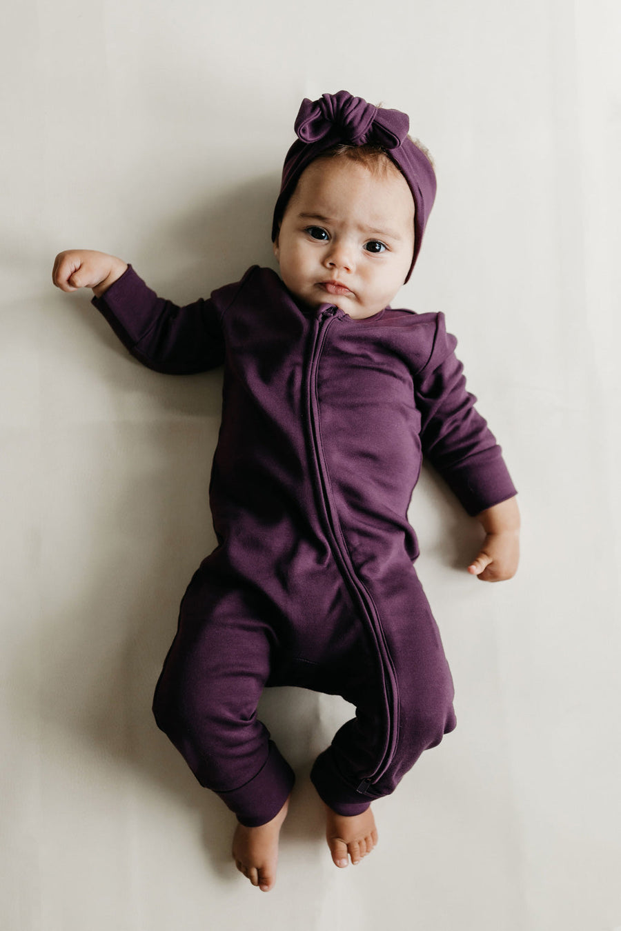 Pima Cotton Frankie Zip Onepiece - Sugar Plum Childrens Onepiece from Jamie Kay Australia