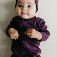 Pima Cotton Frankie Zip Onepiece - Sugar Plum Childrens Onepiece from Jamie Kay Australia