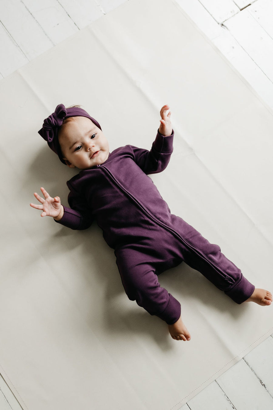 Pima Cotton Frankie Zip Onepiece - Sugar Plum Childrens Onepiece from Jamie Kay Australia