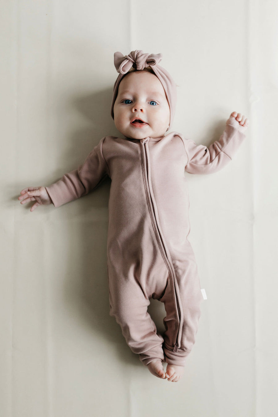 Pima Cotton Frankie Zip Onepiece - Softest Mauve Childrens Onepiece from Jamie Kay Australia