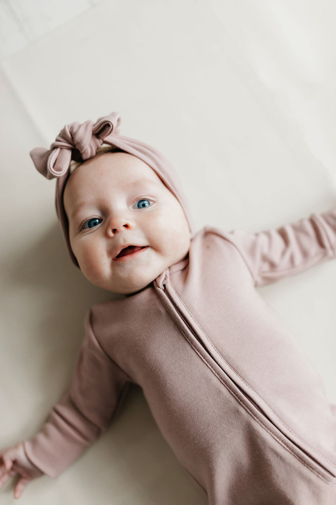 Pima Cotton Frankie Zip Onepiece - Softest Mauve Childrens Onepiece from Jamie Kay Australia