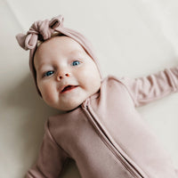 Pima Cotton Frankie Zip Onepiece - Softest Mauve Childrens Onepiece from Jamie Kay Australia