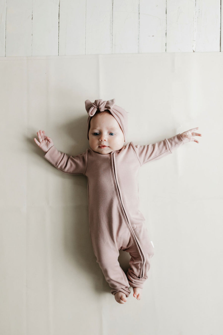 Pima Cotton Frankie Zip Onepiece - Softest Mauve Childrens Onepiece from Jamie Kay Australia