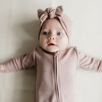 Pima Cotton Frankie Zip Onepiece - Softest Mauve Childrens Onepiece from Jamie Kay Australia