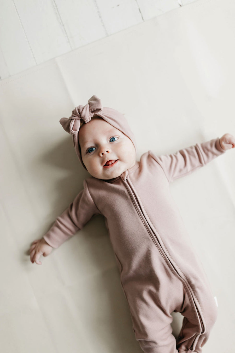 Pima Cotton Frankie Zip Onepiece - Softest Mauve Childrens Onepiece from Jamie Kay Australia