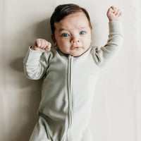 Pima Cotton Frankie Zip Onepiece - Mist Childrens Onepiece from Jamie Kay Australia