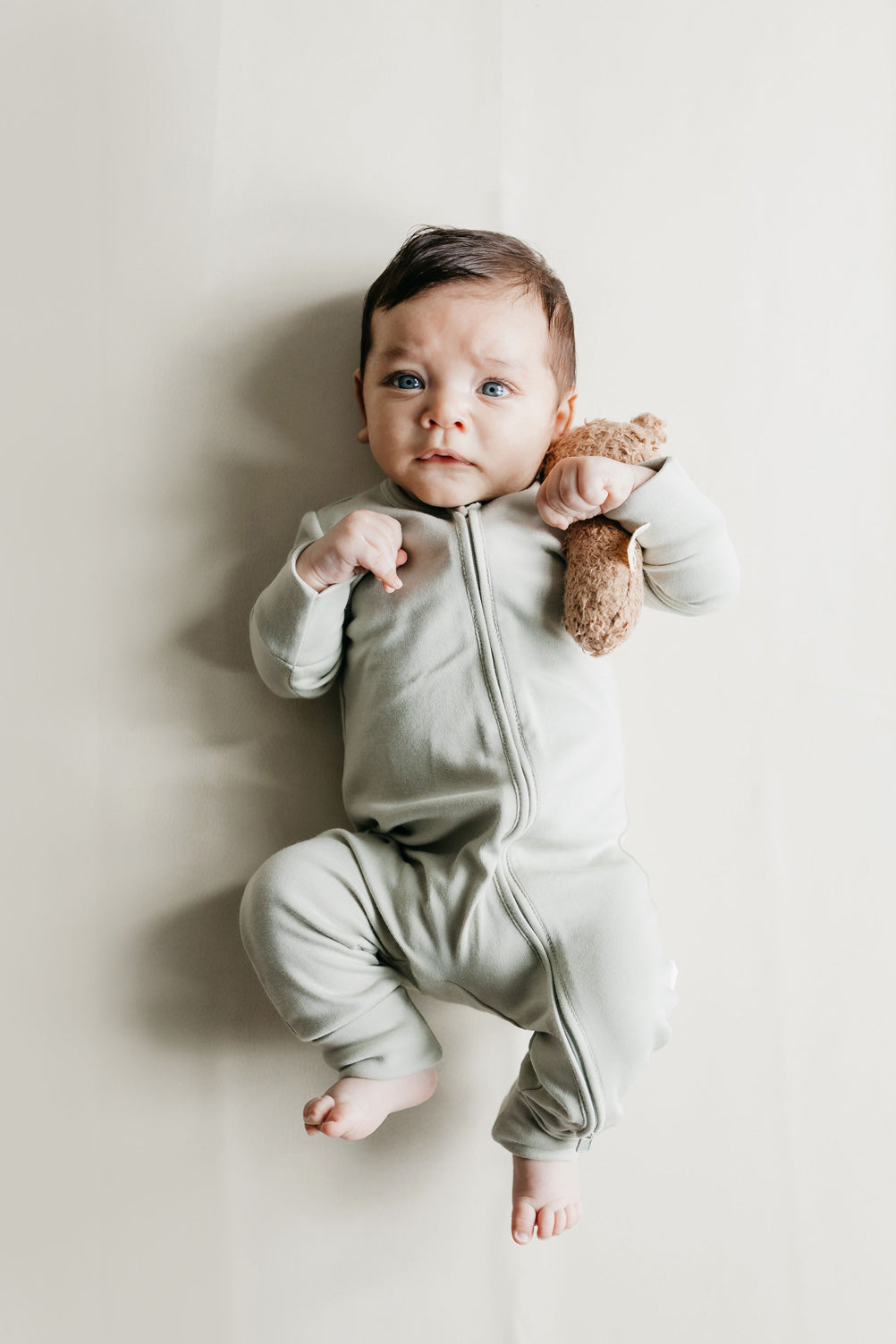 Pima Cotton Frankie Zip Onepiece - Mist Childrens Onepiece from Jamie Kay Australia