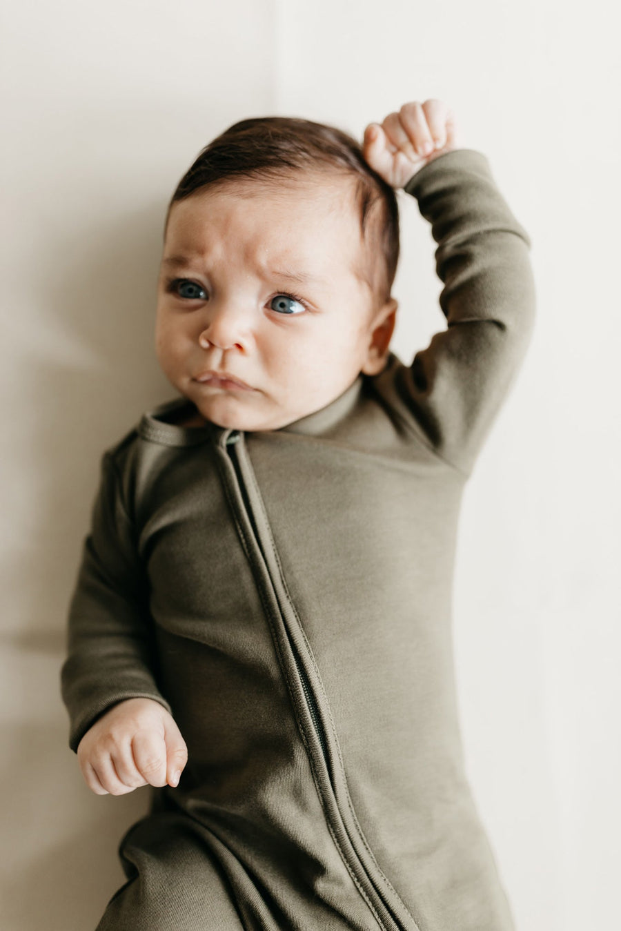 Pima Cotton Frankie Zip Onepiece - Deep Olive Childrens Onepiece from Jamie Kay Australia