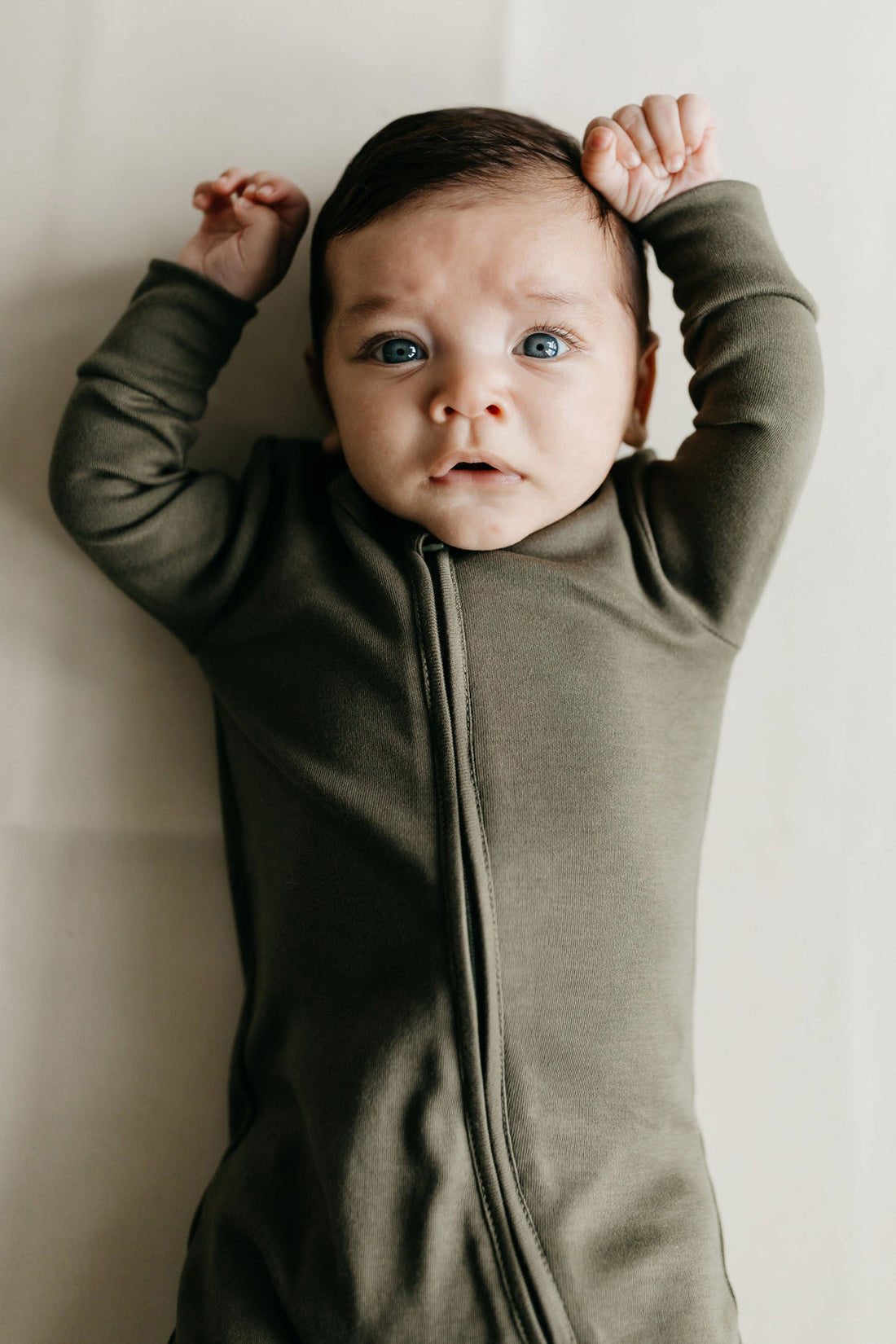 Pima Cotton Frankie Zip Onepiece - Deep Olive Childrens Onepiece from Jamie Kay Australia