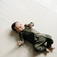 Pima Cotton Frankie Zip Onepiece - Deep Olive Childrens Onepiece from Jamie Kay Australia