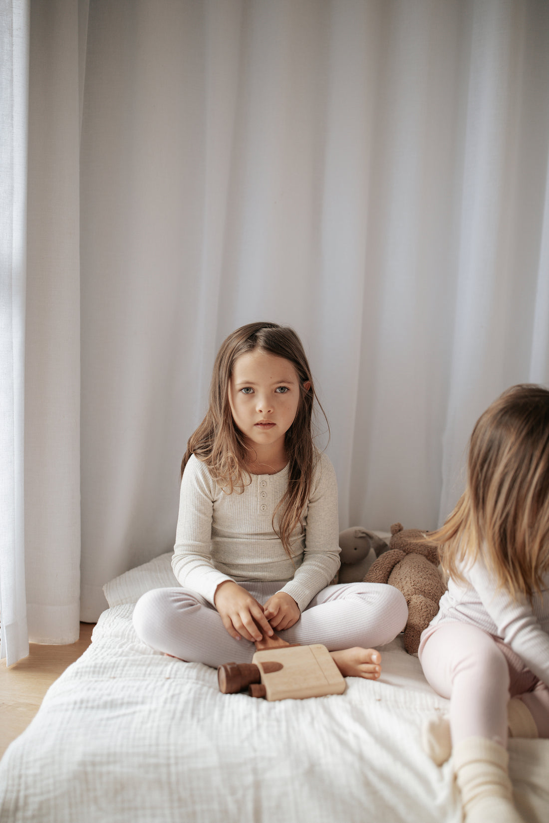 Organic Cotton Modal Long Sleeve Henley - Oatmeal Marle Childrens Top from Jamie Kay Australia