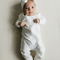 Pima Cotton Frankie Zip Onepiece - Milk Childrens Onepiece from Jamie Kay Australia