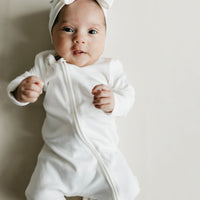 Pima Cotton Frankie Zip Onepiece - Milk Childrens Onepiece from Jamie Kay Australia