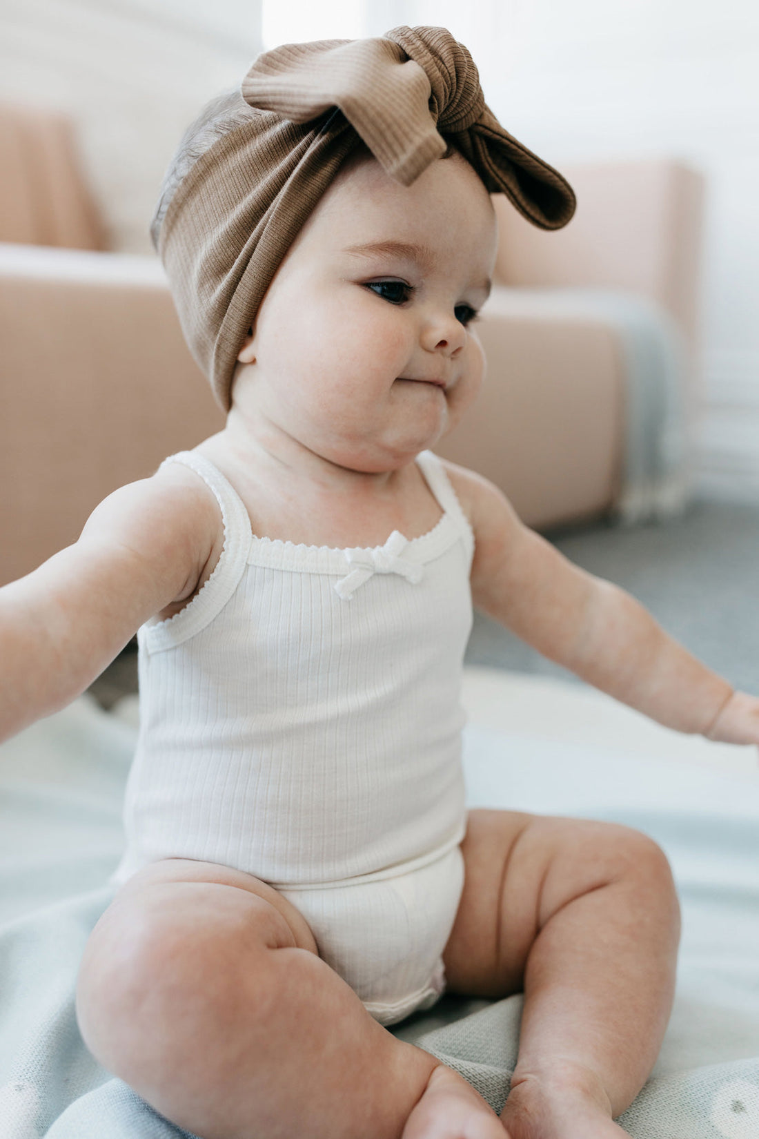 Organic Cotton Modal Headband - Crème Caramel Childrens Headband from Jamie Kay Australia