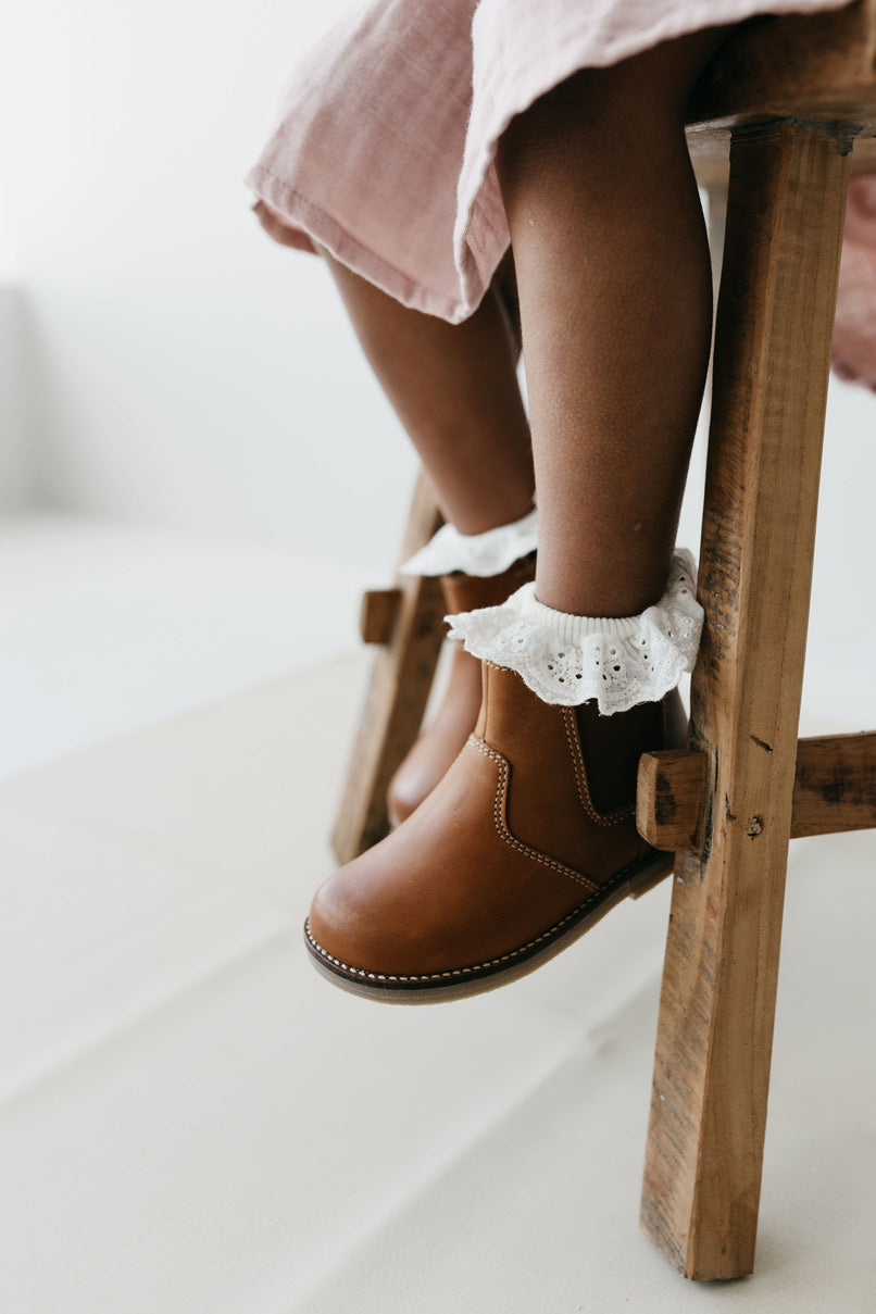 Leather Boot with Elastic Side - Tan Childrens Footwear from Jamie Kay Australia