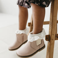 Leather Boot with Elastic Side - Blush Childrens Footwear from Jamie Kay Australia