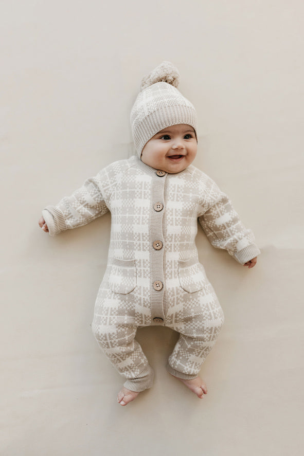 Jasper Hat - Marlo Check Jacquard Childrens Hat from Jamie Kay Australia