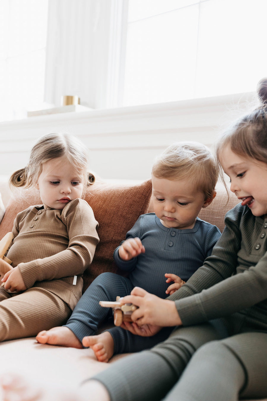 Organic Cotton Modal Long Sleeve Bodysuit  - Smoke Childrens Bodysuit from Jamie Kay Australia