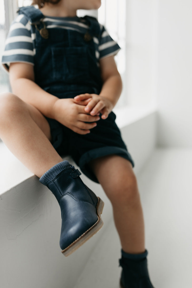 Leather Boot with Elastic Side - Navy Childrens Footwear from Jamie Kay Australia