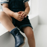 Leather Boot with Elastic Side - Navy Childrens Footwear from Jamie Kay Australia